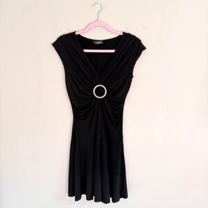 Y2K‎ BLACK A. BYER ROUCHED SIDE MIDI DRESS